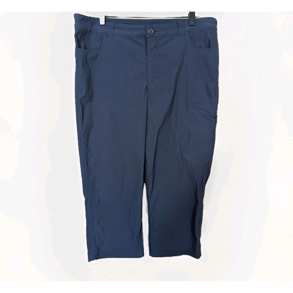 Eddie Bauer Capri Pants Womens 12 Blue Stretch Cargo Hiking Outdoor Tech